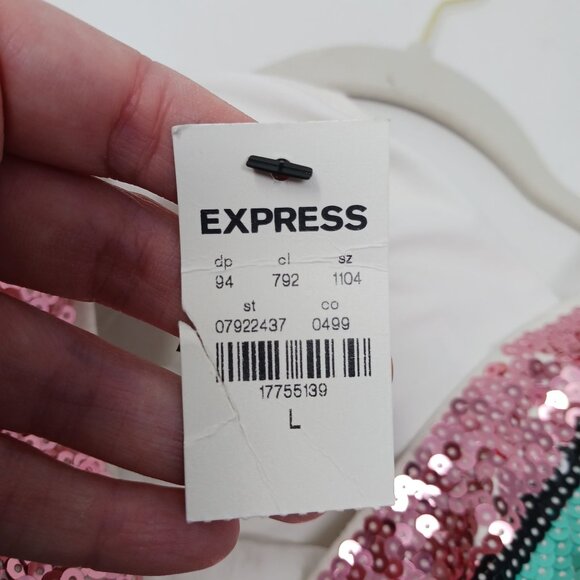 Express Chevron Sequin Mini Dress Multicolor Size Large - Picture 7 of 14